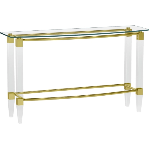 4038 Sofa Table in Tempered Glass, Acrylic & Gold